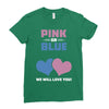 Pink or Blue - We Will Love You! Ladies Fitted T-Shirt