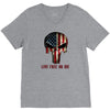 skull us flag live free or die V-Neck Tee
