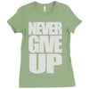 never give up (2) Ladies Fitted T-Shirt