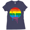 rainbow colored stripes dot running splashes Ladies Fitted T-Shirt