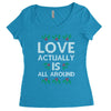 Love Actually Is All Around Ugly Christmas for dark Women's Triblend Scoop T-shirt