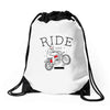 ride and fly high Drawstring Bags