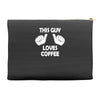 this guy loves coffee Accessory Pouches