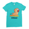 yoga pug exhale Ladies Fitted T-Shirt
