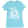 white ink camping is in tents funny Ladies Fitted T-Shirt