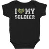 i love my soldier regular camouflage Baby Bodysuit