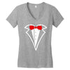 tuxedo bow Women's V-Neck T-Shirt