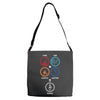 Bong Mathematics design with Earth, Fire, Air, Water and bong icons Adjustable Strap Totes
