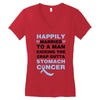 happily married to a man kicking the crap outta stomach cancer Women's V-Neck T-Shirt