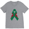 liver ribbon and rose V-Neck Tee