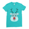 christmas reindeer rudolph Ladies Fitted T-Shirt