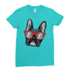frenchie hipster Ladies Fitted T-Shirt