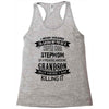 Super Cool Stepmom Of A Freaking Awesome Grandson Racerback Tank