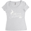 merry christmas flower Women's Triblend Scoop T-shirt