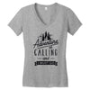 adventure calling and i must go woods ex Women's V-Neck T-Shirt