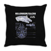 millennium falcon blueprint Throw Pillow