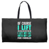 cat cats lift lifting fitness Weekender Totes