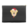 golden retriever dog with red santa's hat Accessory Pouches