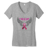 my hero is now my angel breast cancer awareness Women's V-Neck T-Shirt