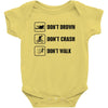 Don't drown crash walk Tee Swim Bike Run Triathle Baby Onesie
