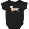 dachshund flower Baby Bodysuit