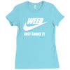 weed   just smoke it   mens funny Ladies Fitted T-Shirt