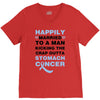 happily married to a man kicking the crap outta stomach cancer V-Neck Tee