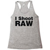 i shoot raw Racerback Tank