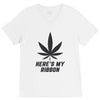 Support Melanoma Cancer Awareness With A Black Cannabis Leaf V-Neck Tee