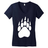 large bear paw print crew neck long sleeve Women's V-Neck T-Shirt