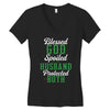 blessed god by spoiled by my husband protected by both Women's V-Neck T-Shirt