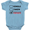 too busy playing fortnite (black) Baby Bodysuit