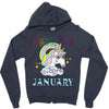 unicorns are born in january cute unicorn Zipper Hoodie