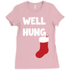 well hung endowed christmas stocking funny Ladies Fitted T-Shirt