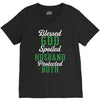 blessed god by spoiled by my husband protected by both V-Neck Tee
