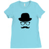 hat wayfarer glasses funny moustache hipster funny geek light tee shir Ladies Fitted T-Shirt