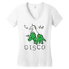 To The Disco (Unicorn Riding Triceratops) Women's V-Neck T-Shirt