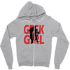 geek girl 3 4 sleeve baseball Zipper Hoodie