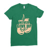 Never Give Up Uterine Cancer Awareness Ladies Fitted T-Shirt