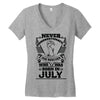 Never Underestimate Dog Rescuer Who Was Born July Women's V-Neck T-Shirt