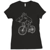 shark riding bicycle bike funny Ladies Fitted T-Shirt