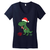 christmas dinosaur Women's V-Neck T-Shirt