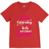 Celebrating With the 4th Birthday Queen V-Neck Tee