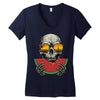 watermelon skull Women's V-Neck T-Shirt