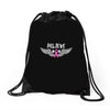 angel wing believe breast cancer Drawstring Bags