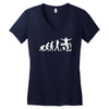 dj evolution funny music mixing djing disk jockey turntable Women's V-Neck T-Shirt