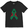 liver ribbon and rose V-Neck Tee