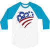 disstressed america flag heart 3/4 Sleeve Shirt
