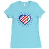 heart us flag 4th july fredom america usa Ladies Fitted T-Shirt