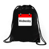title of day of the week wednesday day of the week Drawstring Bags